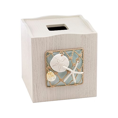 Avanti Seaglass Seashell and Netting Resin Tissue Box Cover - Multi