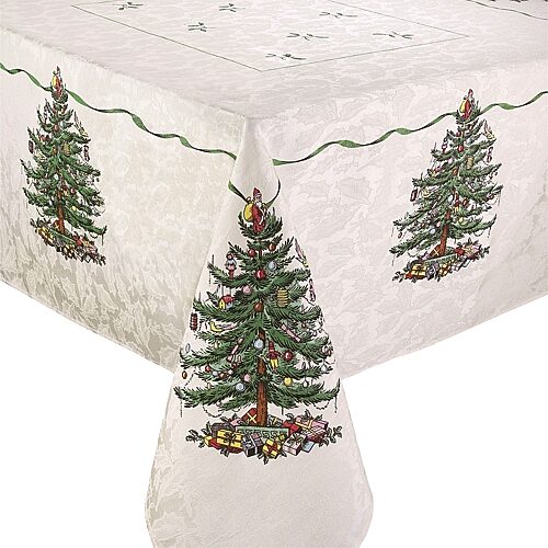 Spode Christmas Tree Ivory/Green 60x144 Tablecloth - Ivory