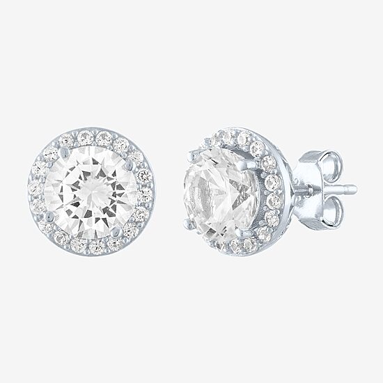 Yes, Please! Lab Created White Sapphire Sterling Silver 9.7mm Stud Earrings