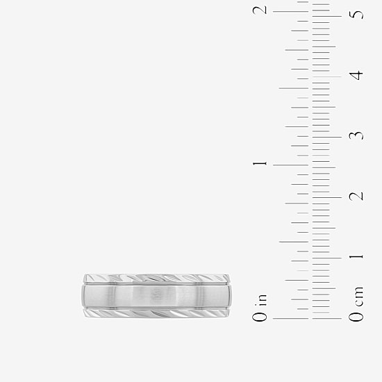  Stainless Steel Diamond-Cut Ring - Mens Band