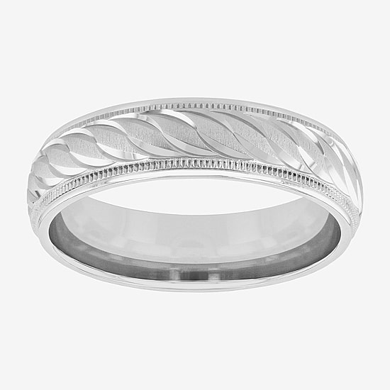  Mens 6mm Swirl Sterling Silver Band