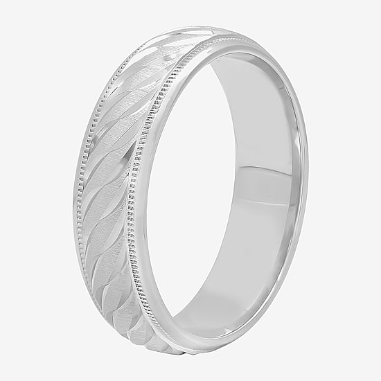  Mens 6mm Swirl Sterling Silver Band