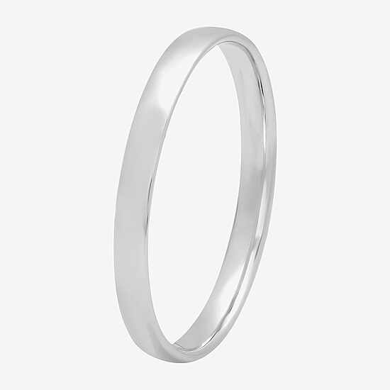  Womens 2mm Silver Domed Wedding Band Ring