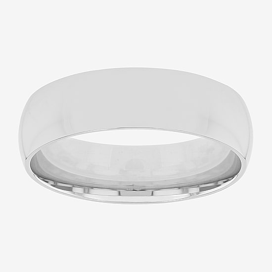  6mm Silver Domed Mens Wedding Ring