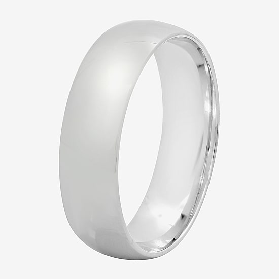  6mm Silver Domed Mens Wedding Ring