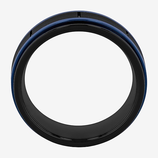 "Thin Blue Line" Mens 8MM Tungsten Wedding Band