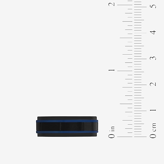 "Thin Blue Line" Mens 8MM Tungsten Wedding Band
