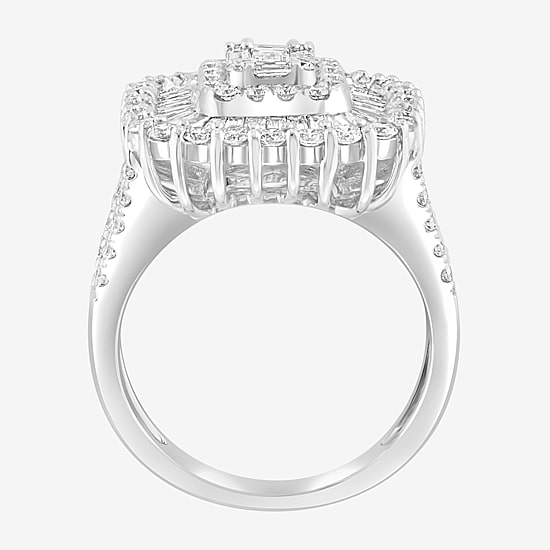 Effy Final Call Womens 2 CT. T.W. Natural White Diamond 14K Gold Cushion Halo Cocktail Ring