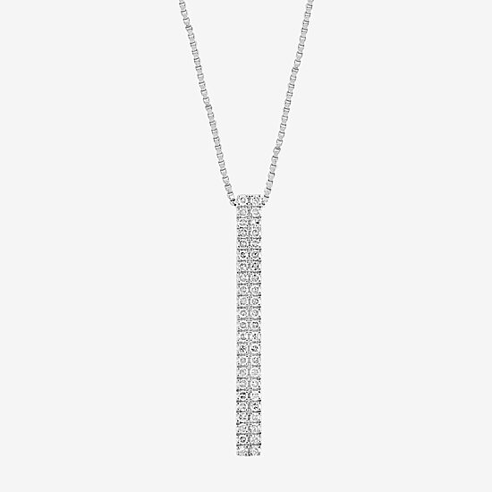 Effy Final Call Linear Womens 1/4 CT. T.W. Natural White Diamond Sterling Silver Bar 18 Inch Pendant Necklace