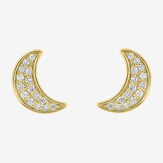Effy Final Call 1/10 CT. T.W. Natural White Diamond 14K Gold Over Silver Sterling Silver 8.2mm Moon Stud Earrings