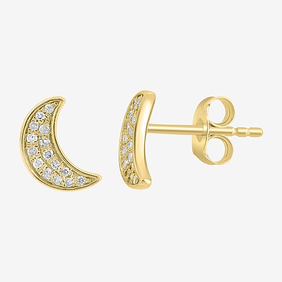 Effy Final Call 1/10 CT. T.W. Natural White Diamond 14K Gold Over Silver Sterling Silver 8.2mm Moon Stud Earrings