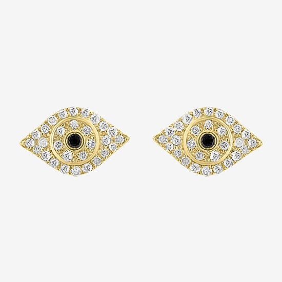 Effy Final Call 1/5 CT.T.W. Natural Black & White Diamond 14K Gold Over SIlver 6.1mm Evil Eye Stud Earrings