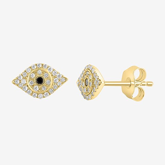 Effy Final Call 1/5 CT.T.W. Natural Black & White Diamond 14K Gold Over SIlver 6.1mm Evil Eye Stud Earrings