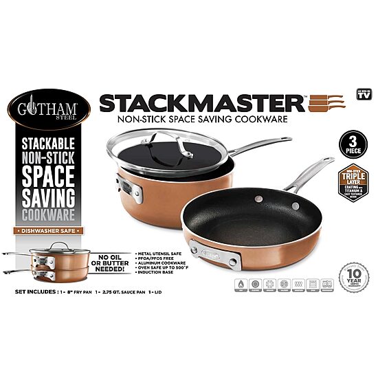Gotham Steel Stackmaster 3-pc. Non-Stick Cookware Set