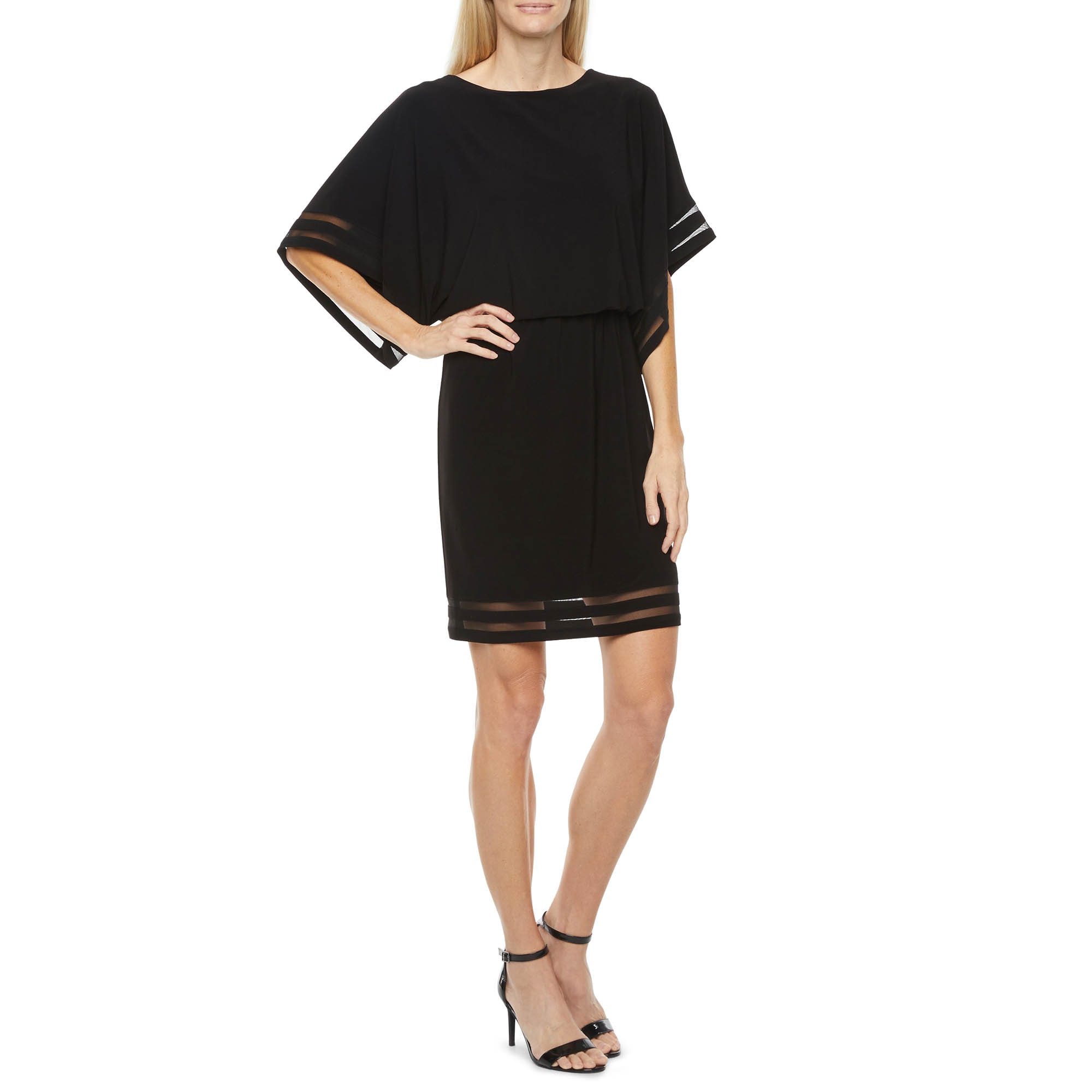 Jessica Howard Womens Boat Neck 3/4 Sleeve Sheath Dress