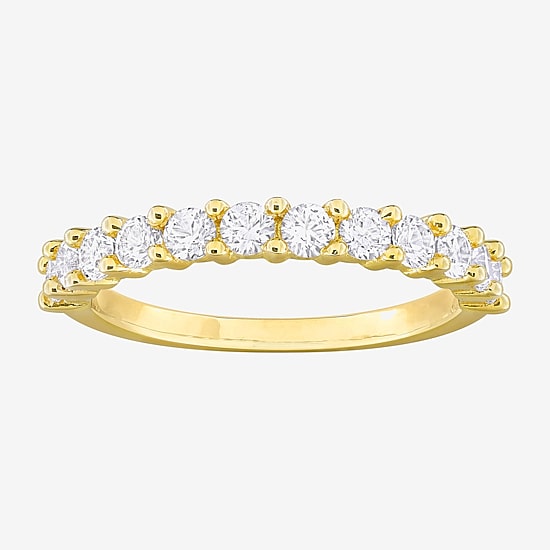 Womens Lab Created White Sapphire 18K Gold Over Silver Eternity Stackable Ring