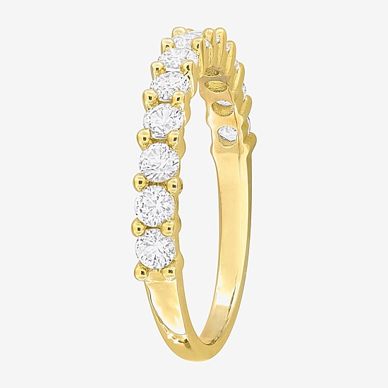 Womens Lab Created White Sapphire 18K Gold Over Silver Eternity Stackable Ring