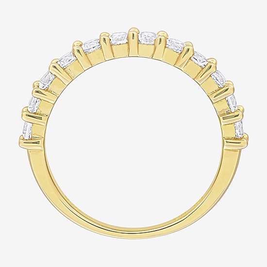 Womens Lab Created White Sapphire 18K Gold Over Silver Eternity Stackable Ring