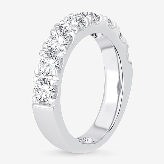 (H-I / Si1-Si2) Womens 3MM 2 CT. T.W. Lab Grown White Diamond 14K Gold Wedding Band