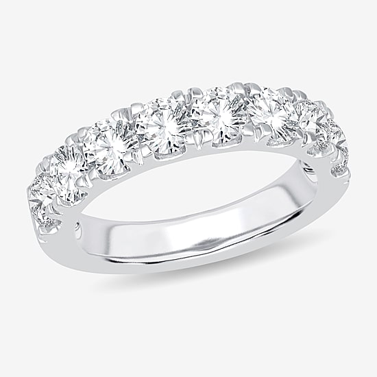 (H-I / Si1-Si2) Womens 3MM 2 CT. T.W. Lab Grown White Diamond 14K Gold Wedding Band