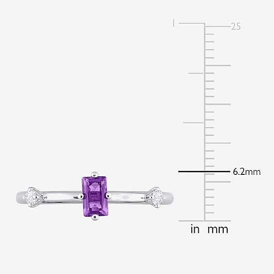 Womens Genuine Purple Amethyst Sterling Silver Stackable Ring