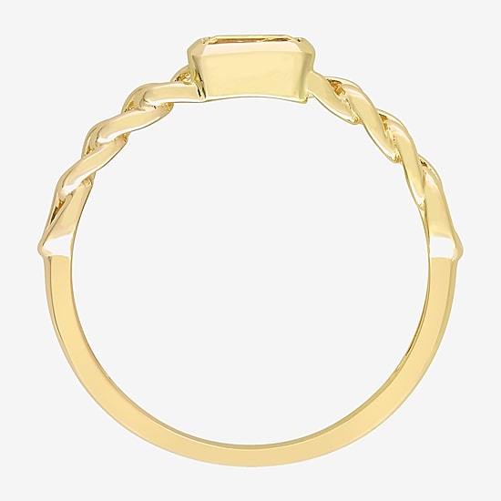 Womens Genuine Yellow Citrine 10K Gold Stackable Ring