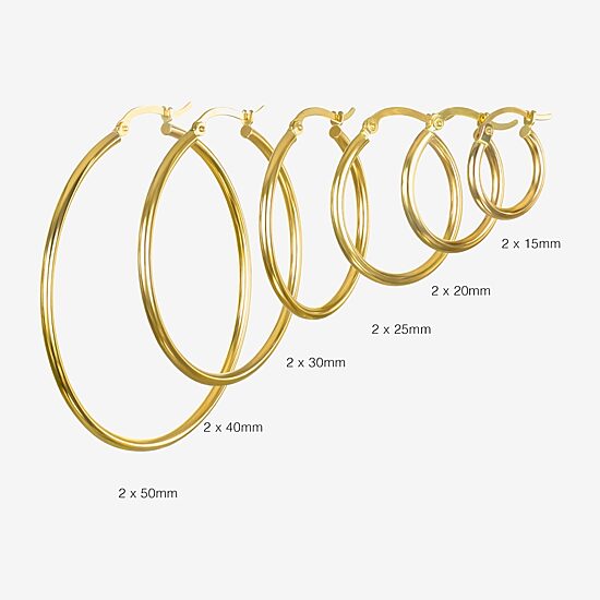 14K Gold 15mm - 50 mm Hoop Earrings