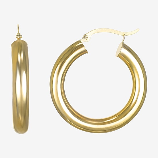 14K Gold 5mm x 25 - 40mm Hoop Earrings