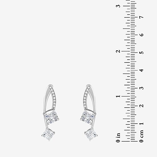 Womens Cubic Zirconia Sterling Silver Drop Earrings