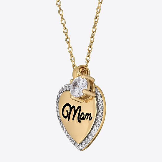 Womens 2 CT. T.W. Cubic Zirconia 18K Gold Over Silver Heart 2-pc. Jewelry Set
