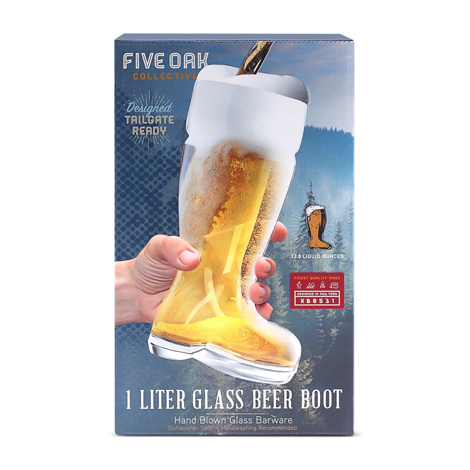 Five Oak Glass Beer Boot Mug