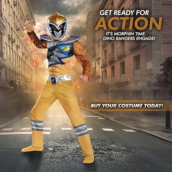 Boys Dino Charge Gold Muscle Power Rangers Costume