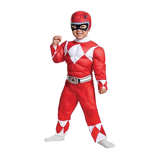 Toddler Boys Mighty Morphin Red Muscle Power Rangers Costume