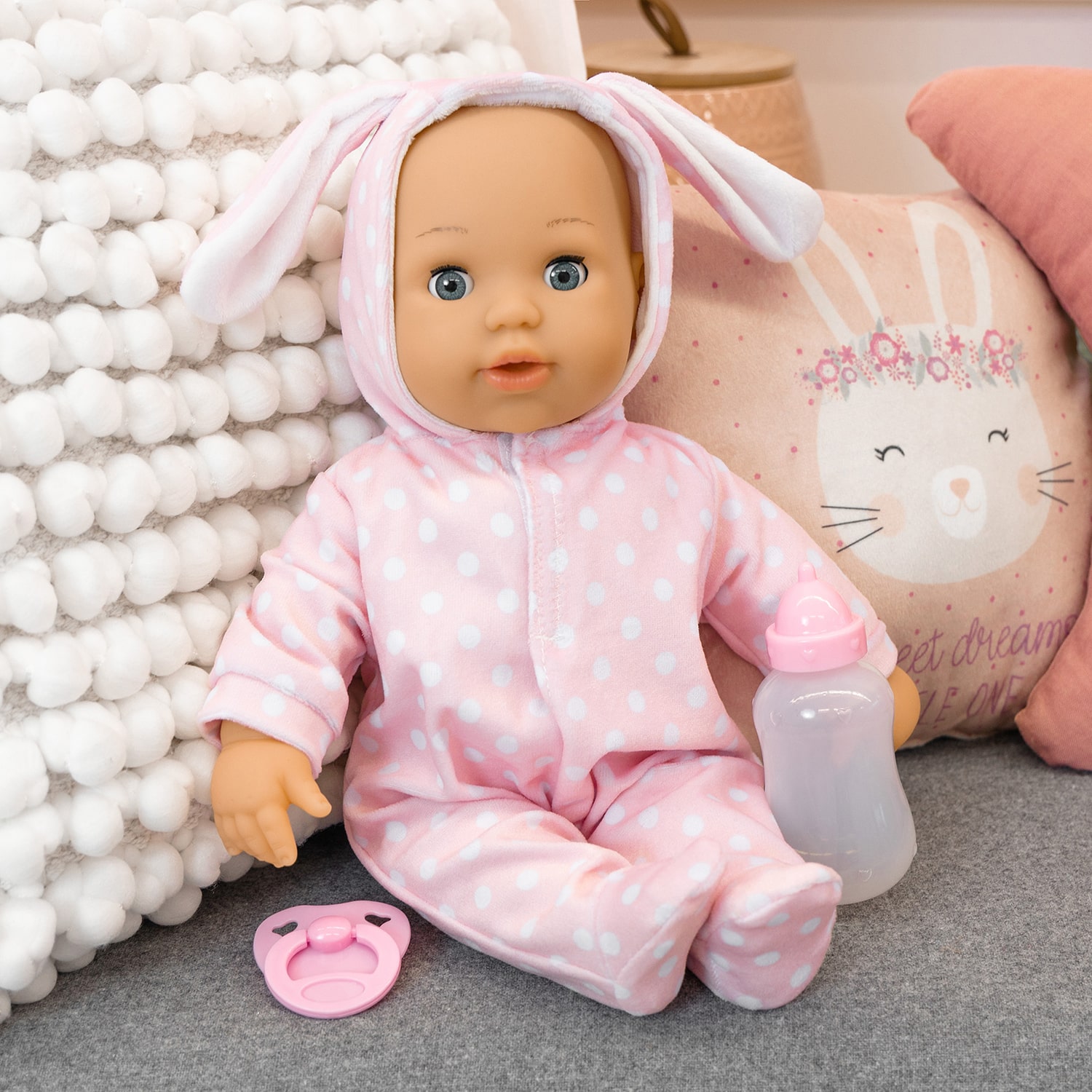 Bayer Design Anna Pink Bunny 24 Sounds 15 Inch Doll 3-pc. Toy Playset