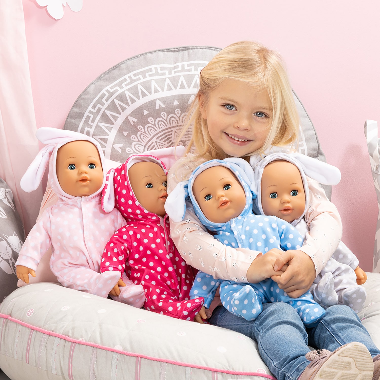 Bayer Design Anna Pink Bunny 24 Sounds 15 Inch Doll 3-pc. Toy Playset
