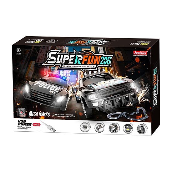 Joysway Superfun Power Slot Car Racing Set - Layout Size: 82"X43" Car