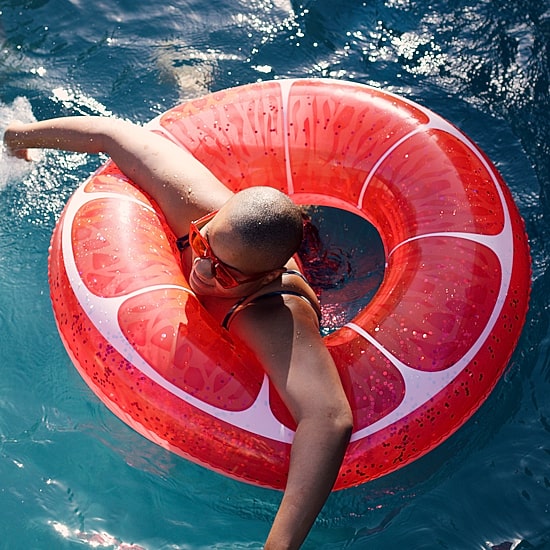 Coconut Float Pink Grapefruit Glitter Water Accessory Pool Float