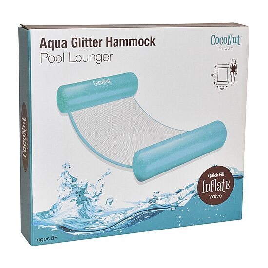 Coconut Float Aqua Glitter Hammock Lounger Pool Float