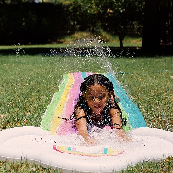 Rae Dunn Splish Splash Rainbow Slide & Ride Water Slide