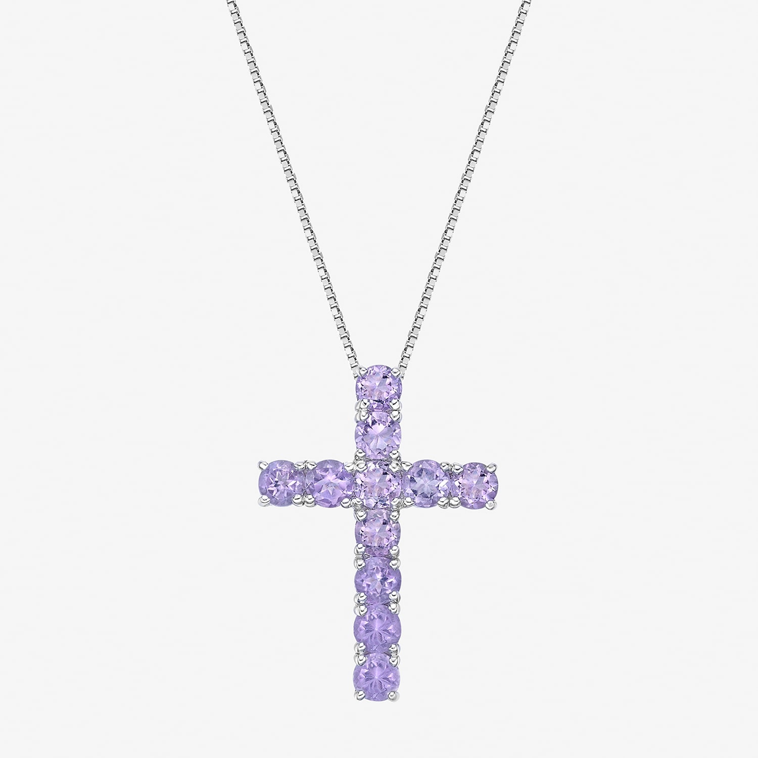 Womens Gemstone Sterling Silver Cross Pendant Necklace