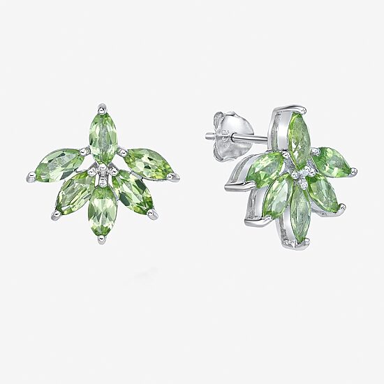 Genuine Green Peridot Sterling Silver 15mm Stud Earrings