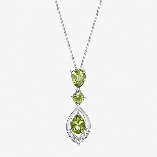 Womens Gemstone Sterling Silver Pendant Necklace