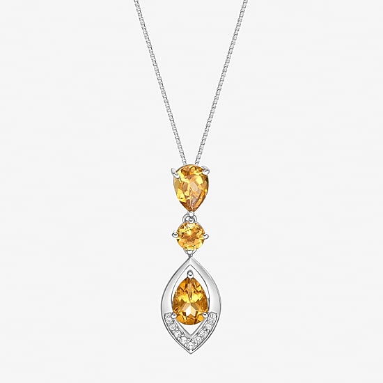 Womens Gemstone Sterling Silver Pendant Necklace