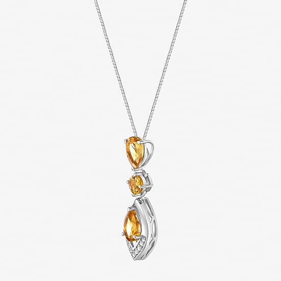 Womens Gemstone Sterling Silver Pendant Necklace