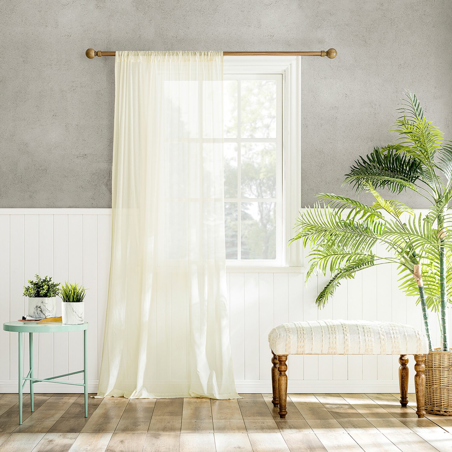 Archaeo Coralie Rod Pocket Sheer Single Curtain Panel