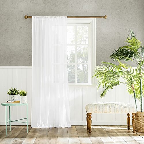 Archaeo Coralie Rod Pocket Sheer Single Curtain Panel, One Size, White