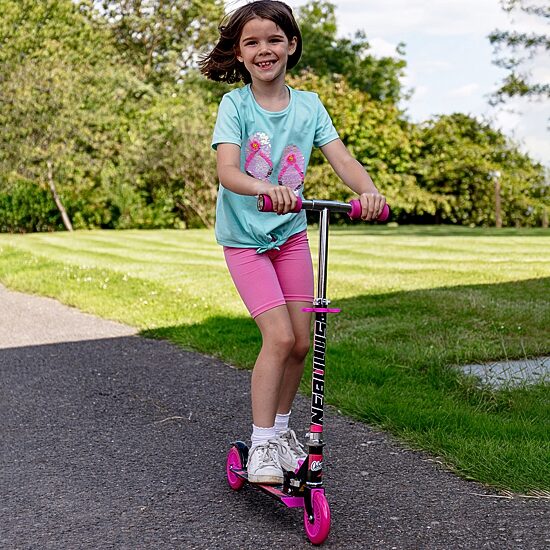 Ozbozz Nebulus Two Wheel Kids Scooter: Pink & Black Scooter