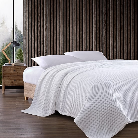 Eddie Bauer Solid Waffle 100% Cotton Blanket