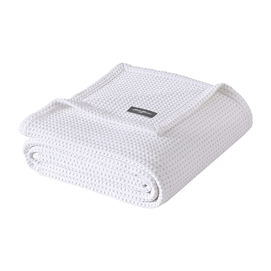 Eddie Bauer Solid Waffle 100% Cotton Blanket
