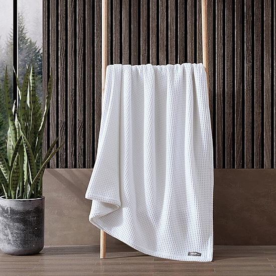 Eddie Bauer Solid Waffle 100% Cotton Blanket